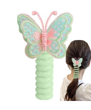 Telephone Wire Hair Bands - Ponytail Cord Hair Ties - Lovely No Damage Stretchy Hair Phone Cord Hair Ties For Daily Wear Green