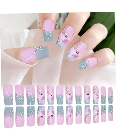 1 Set Acrylic Press On Nails Square Fake Nails with Glue Cute Press On Nails Gradient Flower Fake Nails with Designs Full Cover Medium Coffin Press On Nails for Women Girls Acrylic Press On Nails - Buy Online on GoSupps.com