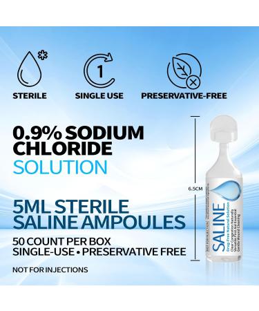 ANSUE 0.9% Saline Solution for Nebulizer and Nasal Cleansing Gentle Isotonic Sodium Chloride Solution for Adults & All Ages Sterile 5ml Vials 50 Count - Buy Online on GoSupps.com