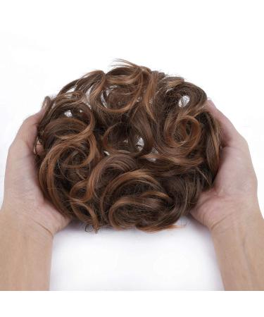 ELAINE Messy Tousled Wavy Curly Hair Buns Ponytail Extension - Dark Brown Tip Light Auburn - Buy Online on GoSupps.com