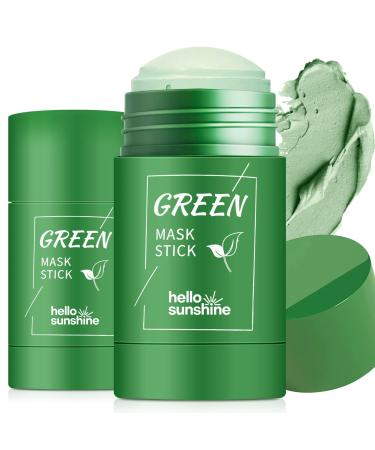 Hello Sunshine Green Tea Mask Stick Blackhead Remover with Green Tea Extract Purifying Deep Pore Cleansing Moisturizing for All Skin Types Men and Women 2 Pack