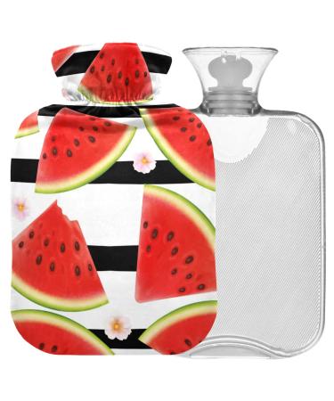 Naanle stripes flower watermelon heat bottle with cover transparent hot water bottle 2l large hot hot water bottle for bed hand feet warmer pain relief heat and cold therapy