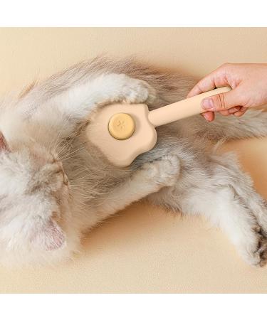 Self-Cleaning Cat Brush with Unlocking Button - Compact Pet Hair Removal Tool for Dogs Cats & Rabbits - Yellow Fur Care Brush - Buy Online on GoSupps.com