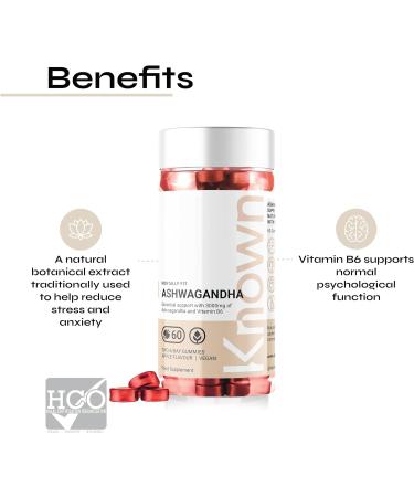 Known Nutrition Ashwagandha Gummies 3000MG High Strength with Vitamin B6 - 60 Apple Flavour Gummies for Natural Stress Reduction - Buy Online on GoSupps.com