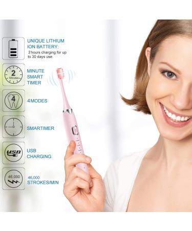 WOSUK Sonic Electric Toothbrush - Travel-Friendly Design, 4 Modes, 16 Gears, USB Fast Charge, Smart Timer - Pink - Buy Online on GoSupps.com