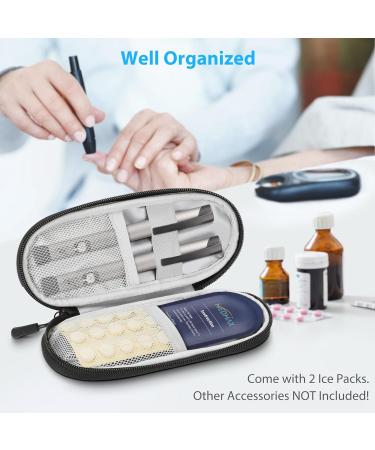 MEDMAX Insulin Cooler Travel Case with 2 Ice Packs - Portable Water Resistant Diabetic Medication Organizer - Insulated Cooling Bag for Insulin Pen - Black - Buy Online on GoSupps.com