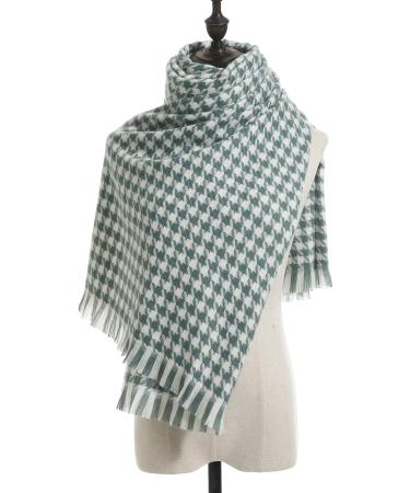 HANXIULIN Women's Warm Triangle Scarf - Black & Green Long Triangle Scarves with Buttons | One Size - Perfect for All Seasons - Buy Online on GoSupps.com