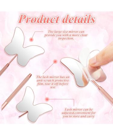 Buy 2pcs Stainless Steel Lash Makeup Mirrors | Butterfly Eyelash Extension Accessories in Pink & Rose Gold - Buy Online on GoSupps.com