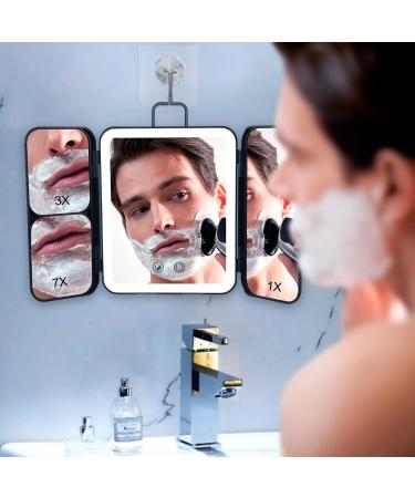 KDKD Travel Mirror: Mini Trifold Lighted Makeup Mirror - USB Rechargeable, Portable and Compact Vanity Mirror with 3 Light Modes, Touch Screen Dimming - Cosmetic Black - Buy Online on GoSupps.com