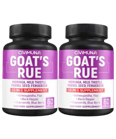 CIVIMUNA Goat s Rue Capsules with Goat s Rue Moringa Milk Thistle and More - 120 Capsules for 4 Months Supply (Pack of 2)
