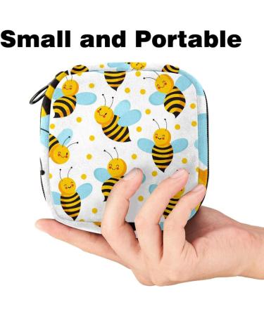 Buy Cute Flying Bees Menstruation Pad Bag with Zipper - Stylish Women's Napkin & Tampon Storage Bag for Girls - Buy Online on GoSupps.com
