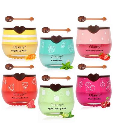6 PCS Bee Lip Balm Honey Pot,Valentines Day Gifts,Birthday Gifts for Women Girls,Honey Lip Balm Lip Mask,Propolis Moisturizing Lip Sleeping Mask,Hydrating Prevention Dry and Cracked Lip Honey & Strawberry & Watermelon & App