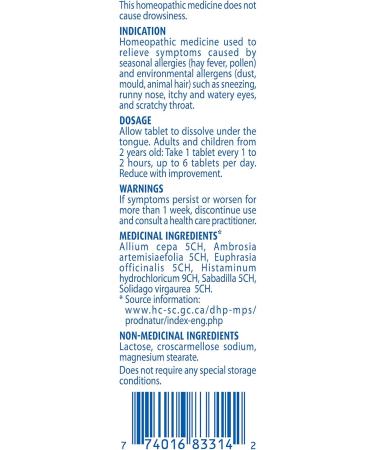 Boiron RhinAllergy for Relief from Allergy Symptoms of Sneezing Runny Nose and Itchy Eyes or Throat- 60 Tablets - Buy Online on GoSupps.com