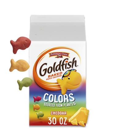 Goldfish Colors Cheddar Cheese Crackers, Baked Snack Crackers, 30 Oz Carton