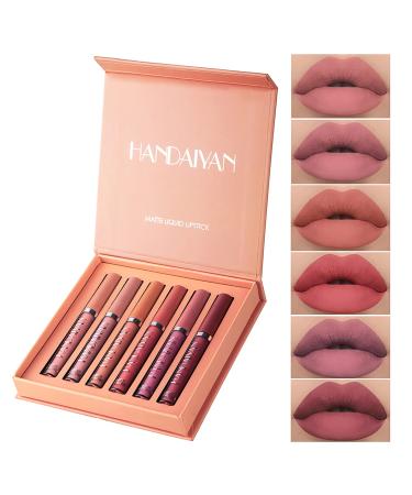 6PCS Matte Liquid Lipstick Makeup Set Matte liquid Long-Lasting and Waterproof Wear Non-Stick Cup Lip Gloss Great Choice and Gift for Woman Girls (B)