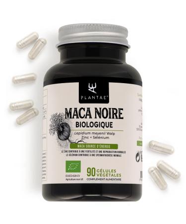 Organic Maca Black Plantae 90 Vegetable Capsules Andean Black Maca + Zinc + Selenium * Powerful Formula * Energy and Performance *