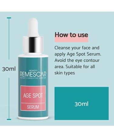 Remescar Age Spot Serum 30ml - Dark Spot Correcting Serum - Clinically Proven Age Spot Remover with Bakuchiol Tranexamic Acid and Anti-Melanogenic Sugars - Hyperpigmentation Cream - Buy Online on GoSupps.com