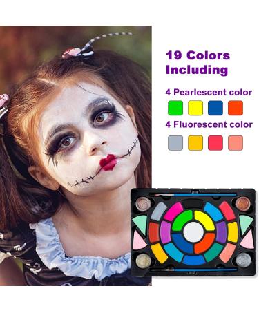 MooMoo Baby Face Paint Professional Body Painting Kit for Kids Water Based Body Paints Non Toxic Makeup Palette for Halloween (19 Color) - Buy Online on GoSupps.com