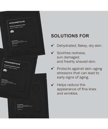 HommeFace Men's Revitalizing Hydrogel Facial Mask Set (5ct) - Hydrating Anti-aging & Soothing with Hyaluronic Acid, Vitamins & Peptides, Beard-Friendly - Buy Online on GoSupps.com
