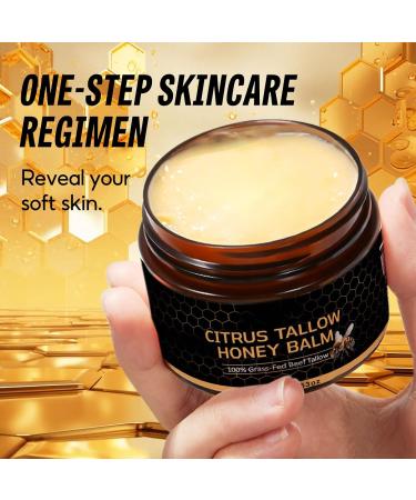 Advanced Citrus Tallow Honey for Skin Organic Grass-Fed Beef Tallow Balm with Raw Honey Skin and Face Moisturizer for Deep Hydration - 3.53 Oz - Buy Online on GoSupps.com