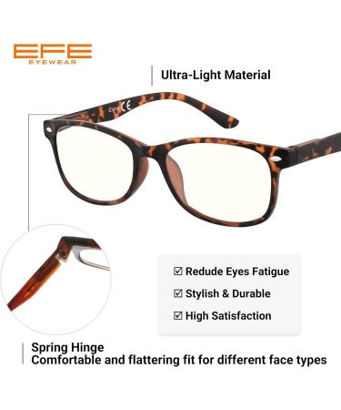 Efe 4-Pack Anti-Blue Light Reading Glasses for Men & Women Designer Style Ultra-Light Comfortable Multi-Colored 1.0x Perfect Anti-Fatigue Computer Glasses - Buy Online on GoSupps.com