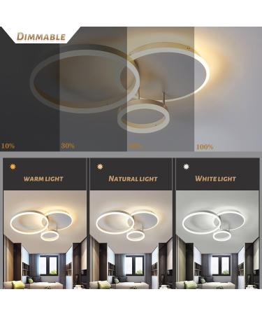 54W Dimmable LED Ceiling Light | Modern 3-Ring Lamp for Living Room Bedroom & Office - White Aluminum Design - Buy Online on GoSupps.com