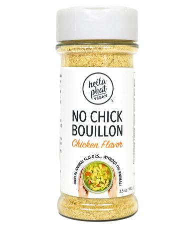 Hella Phat Vegan No Chicken Bouillon Powder - Gluten Free, Low Sodium, Healthy Veggie Broth and Stock. Use it to make ramen, soup,  gravy or any vegan food and vegetable. Better than cubes.