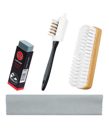 4 PCS Suede Brush Nubuck Brush Multifunctional 4-Sided Suede Shoe Cleaner with Brass Bristle Suede Shoe Brush with Eraser and Clean Cloth Suede Brush for Shoes Suede Leather Boot Cleaning Brush