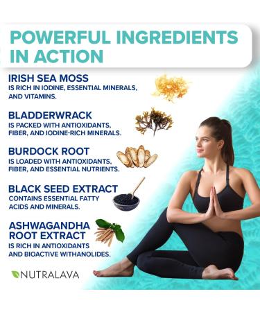 NUTRALAVA Sea Moss Pills All-in-One Blend with Irish Sea Moss Black Seed Oil Ashwagandha Seamoss Pills for Immune Thyroid & Joint Support - Gluten-Free Non-GMO 60 Capsules - Buy Online on GoSupps.com