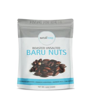 Naturtonix Baru Nuts Roasted and Unsalted, 12 Ounce Resealable Bag, Delicious, Crunchy and Super Healthy, Non-GMO and Gluten Free