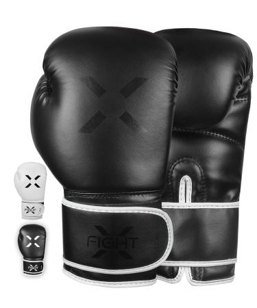 FightX Boxing Gloves for Men & Women MMA Heavy Bag Gloves for Adults Boxing Gloves Men Lightweight Punching Bag Boxing Gloves for Training Sparring Boxing Gloves Kickboxing Gloves Full Black 16oz