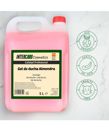 Intercabo Jerrycan with 5L shower gel bath gel 5 liters refill pack of bath gel hotel equipment liquid soap almond blossom shower gel moisturizing Almond 5 l 1er Pack - Buy Online on GoSupps.com
