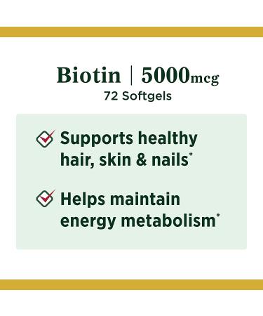 Nature's Bounty Biotin Supplement 5000 mcg - Supports Metabolism for Energy and Healthy Hair, Skin, and Nails - Buy Online on GoSupps.com