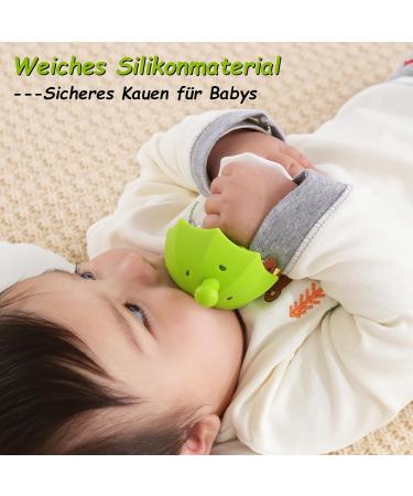 Bite Ring Baby | Umbrella Bite Ring with Suction Foot | BPA-Free Silicone Teething Toy for Boys & Girls | Safe & Durable Green Chicken Tool - Buy Online on GoSupps.com