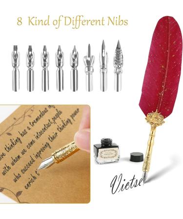 Victse Vintage Calligraphy Pencils & Retro Seal Dip Pen Set - 8 Replacement Tips & 5 Red Envelopes for Perfect Writing - Buy Online on GoSupps.com