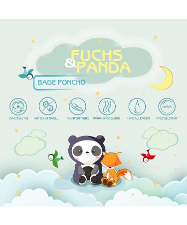 Fuchs Panda Kids Bathing Poncho - Extra Warm Soft & Cozy 100% Bamboo Towel Poncho for Baby & Children | Ideal Gift Packaging (Blue-Gray) - Buy Online on GoSupps.com