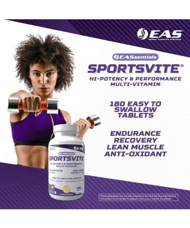 EAS SportsVite High Potency Multivitamin for Athletes | Vitamin & Mineral Nutrient Blend | 2300mg Beta Alanine, 2000mg Carnitine Tartrate | 180 Tablets - Buy Online on GoSupps.com