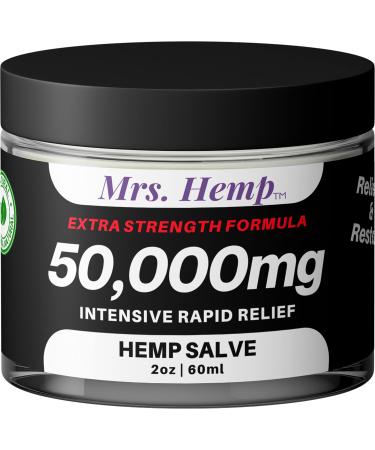 Mrs Hemp 50 000 MG Hemp Extra Strength Healing Salve Ideal for Hips Joints Neck Back Elbows Fingers Hands and Knees 100percent Natural Proudly Made in USA