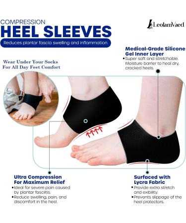Plantar Fasciitis Relief Kit - Silicone Gel Heel Protectors & Cushioned Arch Support Sleeves (11 Pieces) for Heel Pain Spur Relief & Massage - Size 8-12 - Buy Online on GoSupps.com