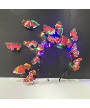 LED Butterfly Wreath Hairband for Women & Girls - Red | Wedding Party Photography Props - Buy Online on GoSupps.com