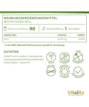 Buy Biotin 1000MCG - High Dose Vegan Capsules for Healthy Hair Skin & Nails | 90 pcs Vitality Nutritionals by VitaminExpress - Buy Online on GoSupps.com