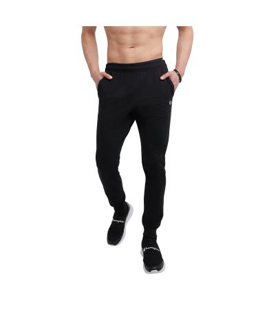 Champion Men's Everyday Cotton Joggers, 31" Inseam, Cotton Knit Jog Pants Left Hip "C" Logo, Tapered Jersey Jogger Pants Medium Black-407q88