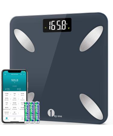 1 BY ONE Scale for Body Weight, Smart Body Fat Scale, Digital Bathroom Weighing Scale with Water Percentage Muscle Mass Bluetooth BMI, 14 Body Composition Analyzer, 400 lb