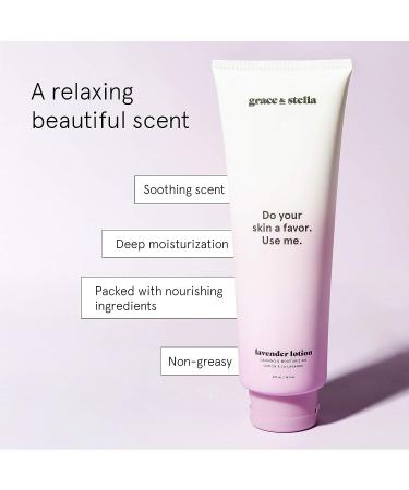 Lavender Body Lotion (16 oz) - Vegan Moisturizing Lavender Lotion for Men and Women - Paraben and Cruelty-Free - Scented by Grace & Stella - Calming Hand & Body Moisturizer - Buy Online on GoSupps.com