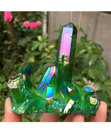 Natural Crystal Rough Green Aura Crystal Cluster Angel Aura Titanium Quartz Crystal Stunning Rainbow Specimen Minerals Reiki (Size : 180-200g) - Buy Online on GoSupps.com