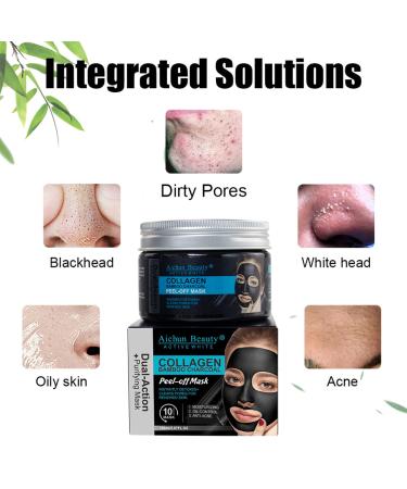 AICHUN BEAUTY Collagen Bamboo Charcoal Vegan Peel-Off Face Mask - Detox Clear Pores Moisturize & Control Oil - 150ml/5.07fl.oz - Buy Online on GoSupps.com