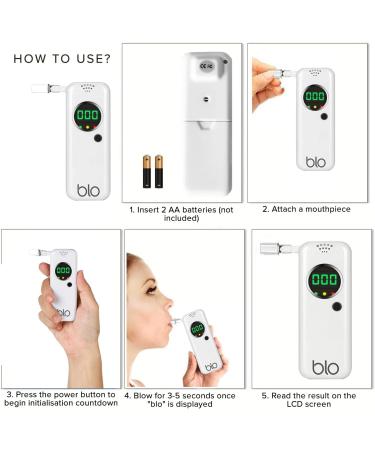 BLO Alcohol Breathalyzer with Digital LCD Screen | Portable Breath Tester for Fast & Accurate BAC Results | Includes 10 Disposable Mouthpieces and Carry Bag - Buy Online on GoSupps.com