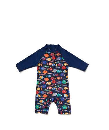 Baby Boys Sunsuit UPF 50+ Sun Protection One Pieces with Zipper Swimwear with Sun Hat(Colorful Fish 12-18Months) Colorful Fish 12-18 Months - Buy Online on GoSupps.com