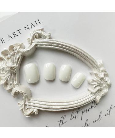24Pcs Short Square White Press on Nails - Glossy Pure Color Acrylic False Nails for Women and Girls - Buy Online on GoSupps.com