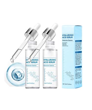 Hyaluronic Acid Facial Serum Hydrates and Moisturizes Reduces Wrinkles and Fine Lines Minimizes Pores Anti-Aging Korean Skincare Suitable for All Skin Types (2PCS)